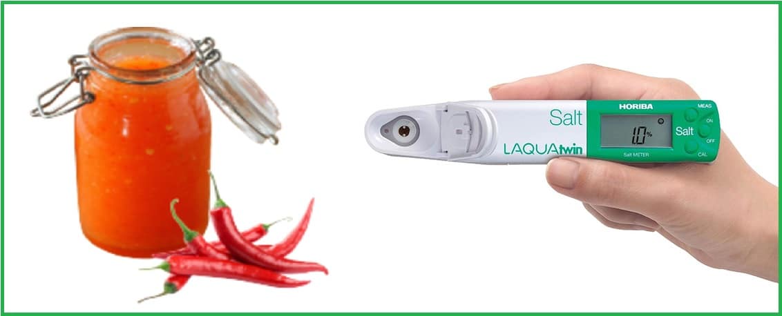 Đo hàm lượng muối trong tương ớt với bút đo Salt-11 - Nhật Bản